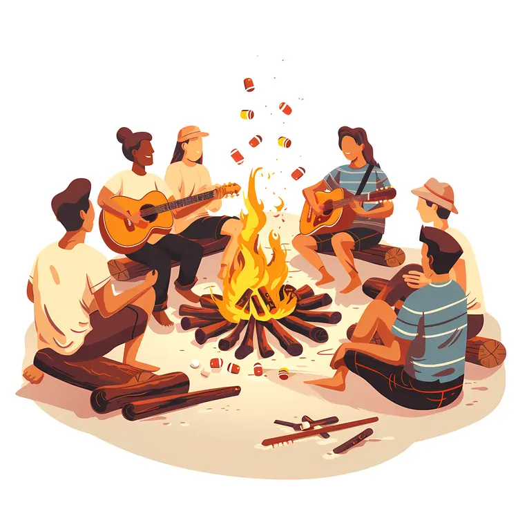Group of People Enjoying Campfire