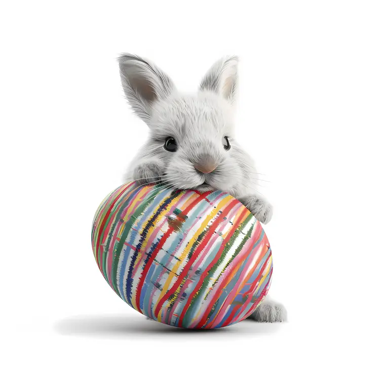 Cute Bunny with Colorful Easter Egg