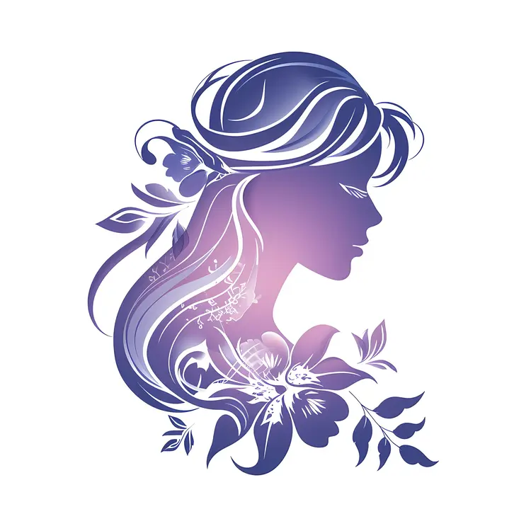 Elegant Profile of a Woman with Floral Design