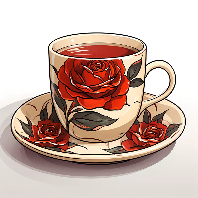 Elegant Tea Cup with Rose Design
