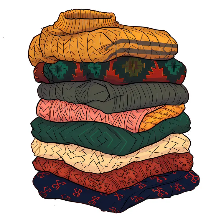 Vibrant Knit Sweaters Stack