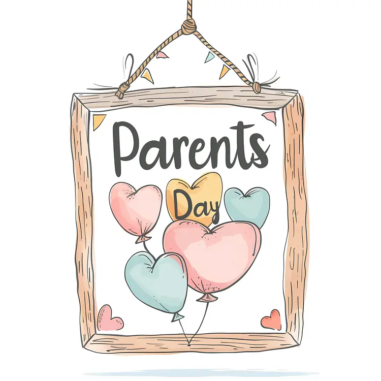 Parents Day Sign with Heart Balloons