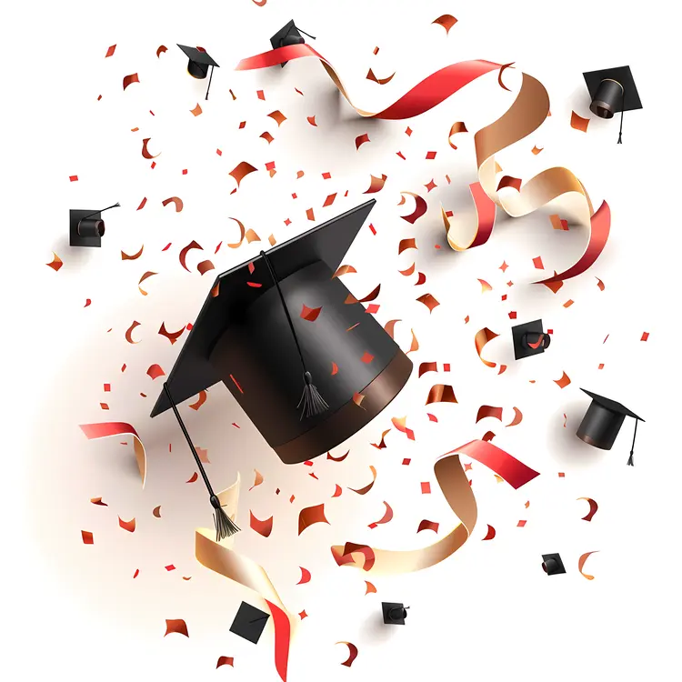 Graduation Cap with Festive Confetti