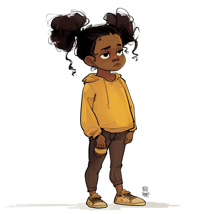 Cute Girl in Yellow Hoodie Illustration