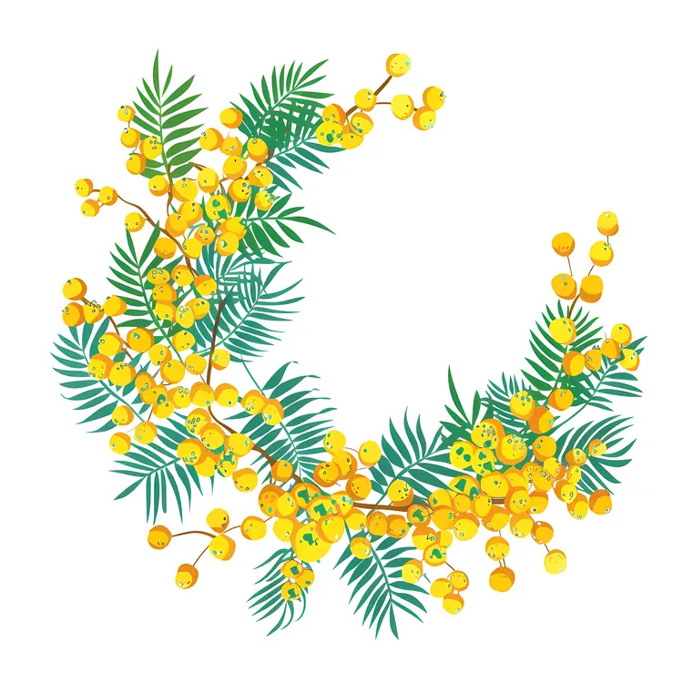 Beautiful Yellow Flower Wreath with Green Leaves