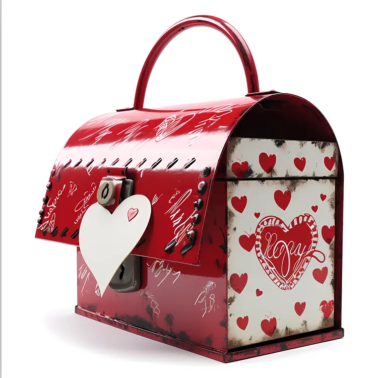 Red Mailbox with Heart Decorations