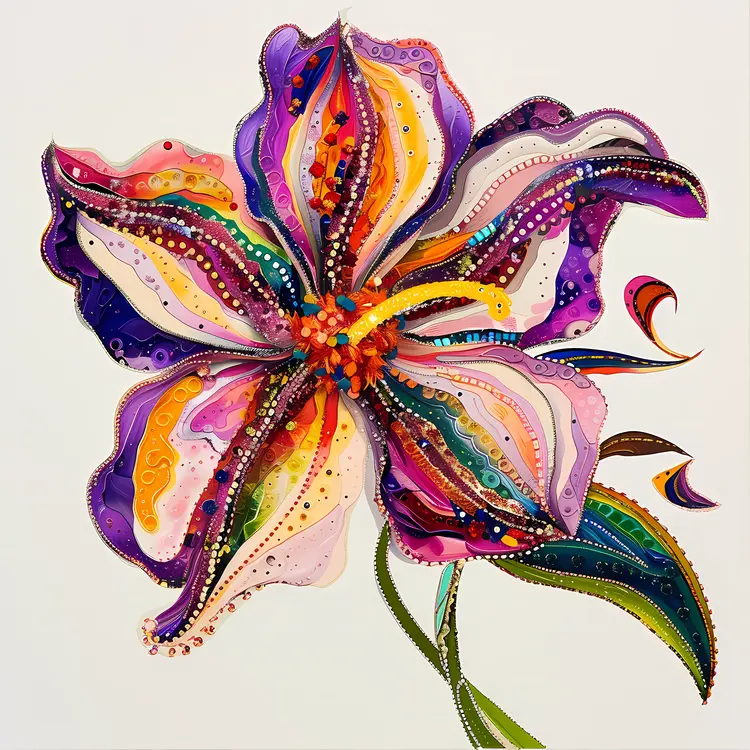 Colorful Flower with Leaves