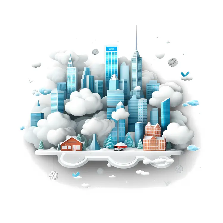 Cloudy Cityscape with Tall Skyscrapers