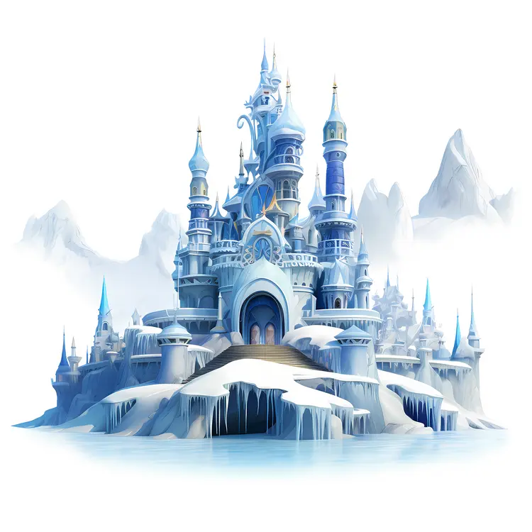 Majestic Ice Castle in Winter Wonderland