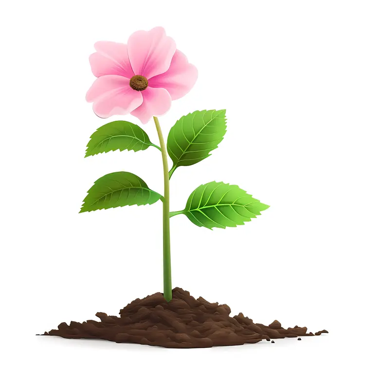 Pink Flower in Soil