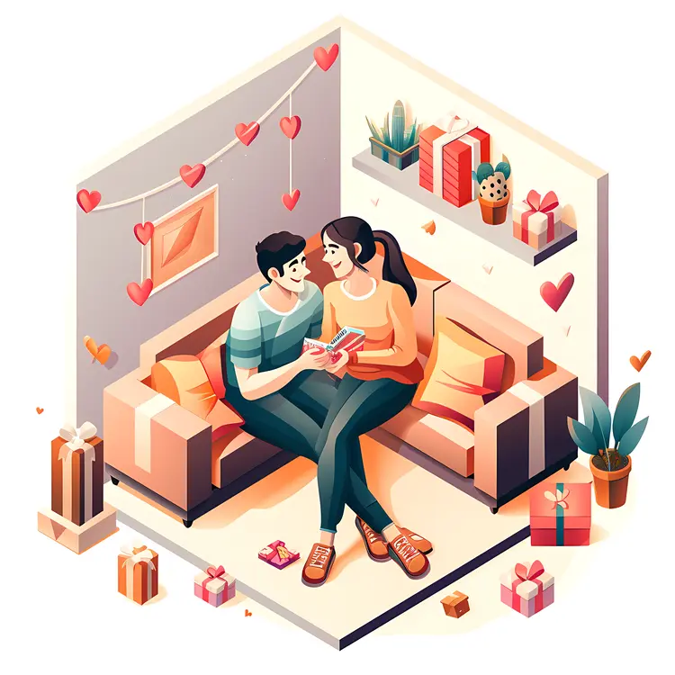 Couple Exchanging Gifts in a Cozy Room