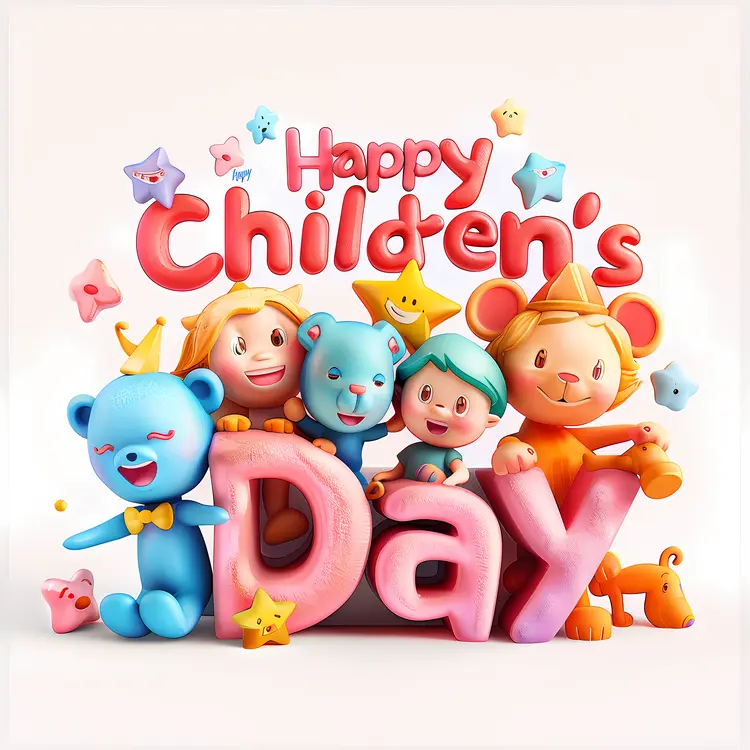 Happy Children's Day with Cute Characters