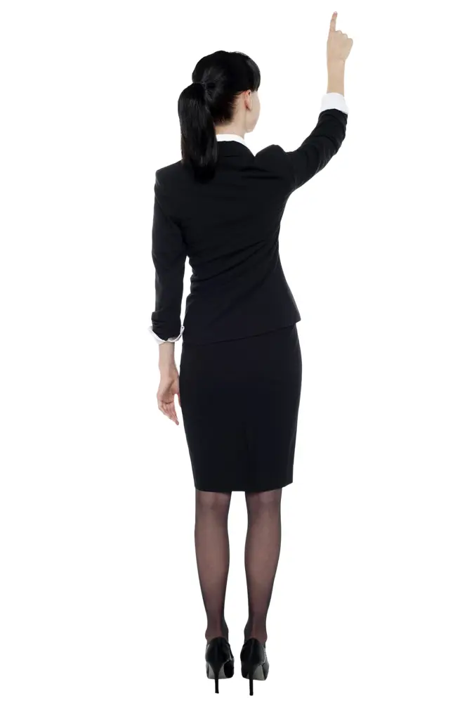 Businesswoman Pointing Upwards