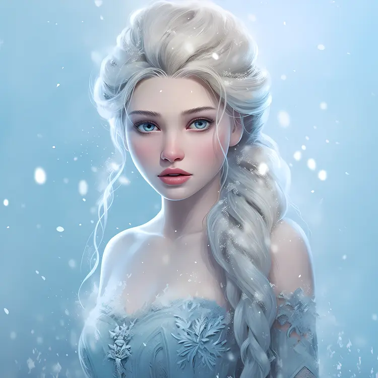 Blonde Woman with Braid in Snow