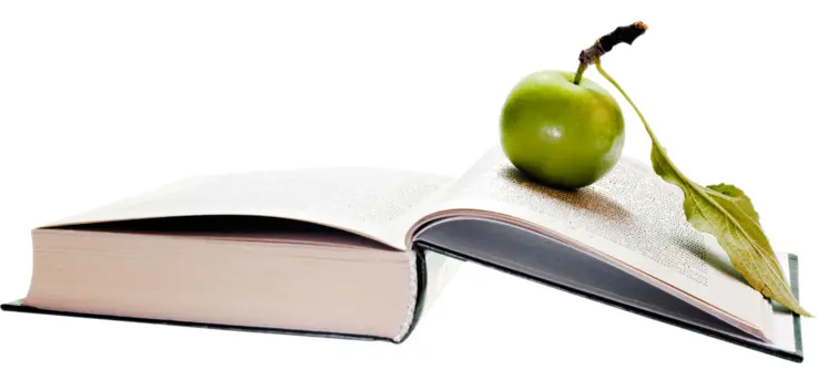 Green Apple on Open Book
