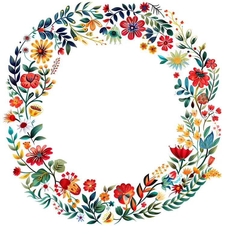 Colorful Floral Wreath Illustration