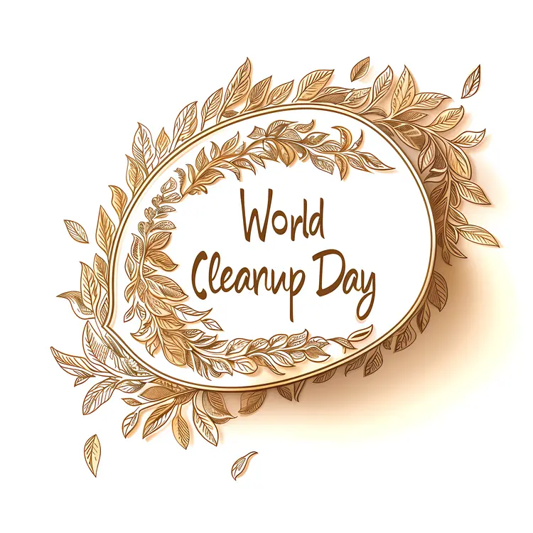 World Cleanup Day with Leafy Frame