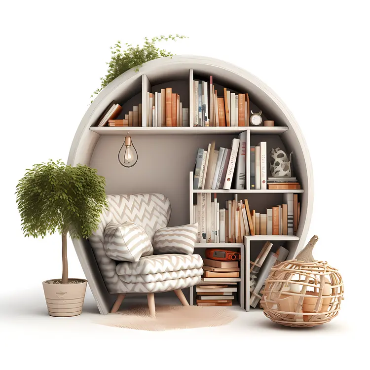 Minimalist Reading Nook with White Chair