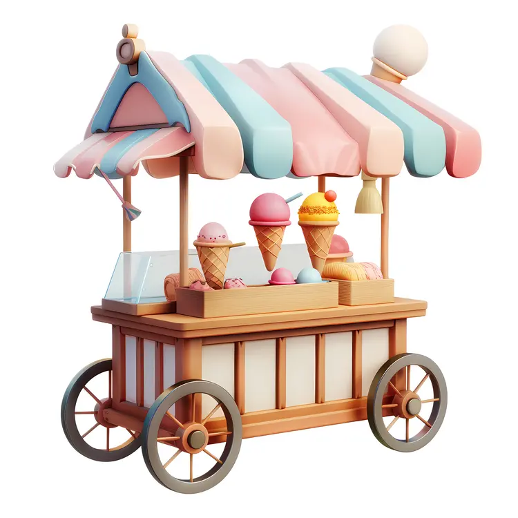 Colorful Ice Cream Cart with Sweets