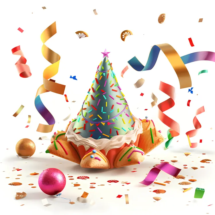 Colorful Party Hat with Confetti