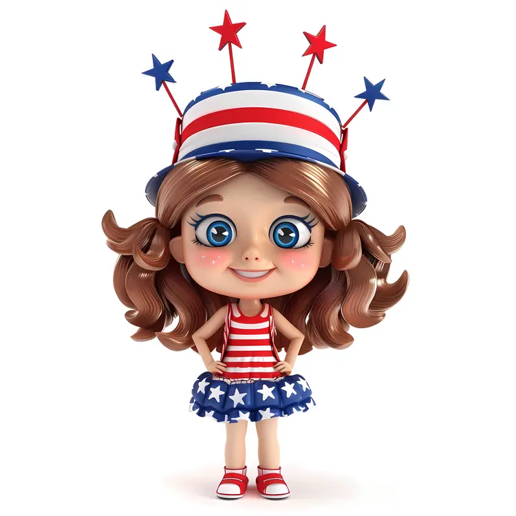 Patriotic Girl with Star Hat