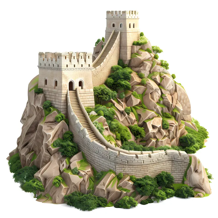 Great Wall of China on Rocky Terrain