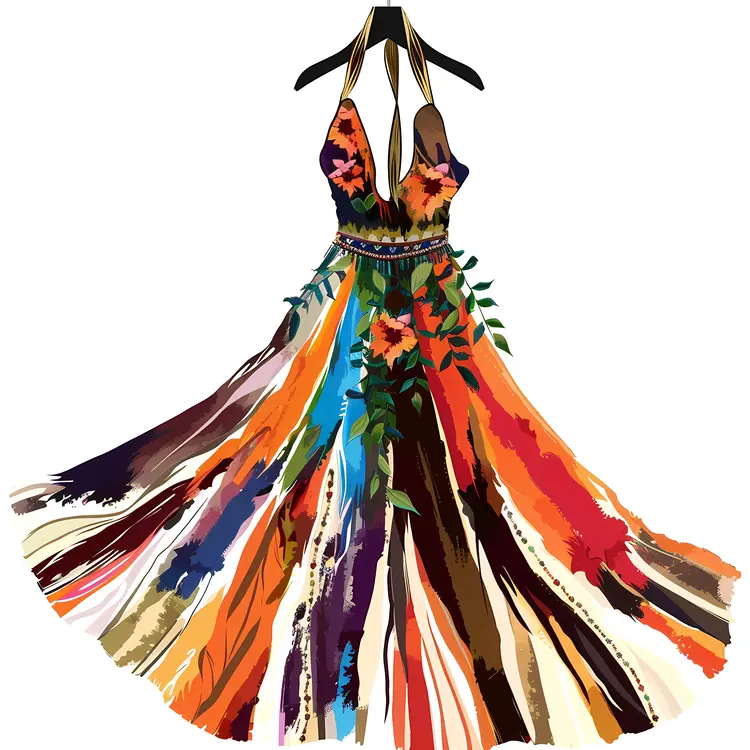 Vibrant Multicolored Halter Dress