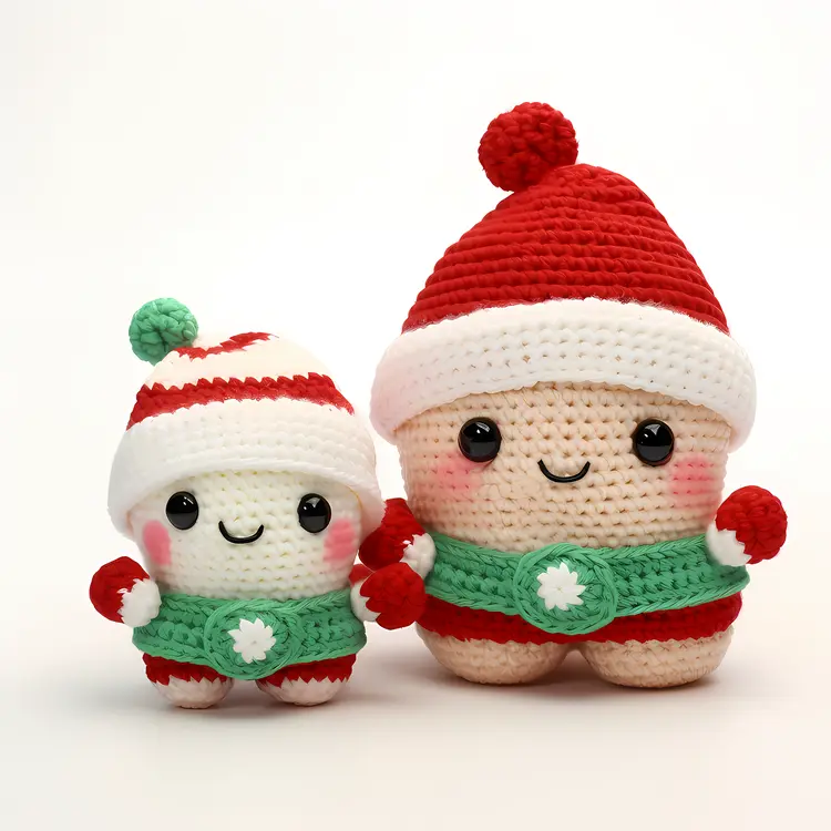 Adorable Crochet Dolls with Red Hats