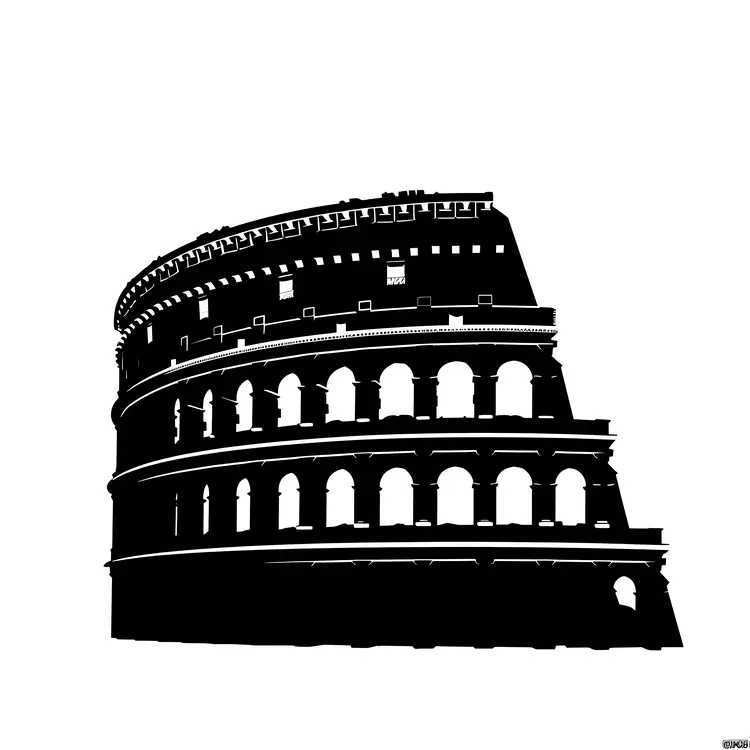 Black and White Colosseum Silhouette