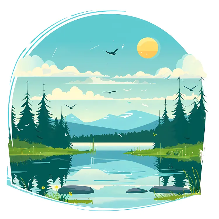 Serene Lake and Mountain Landscape