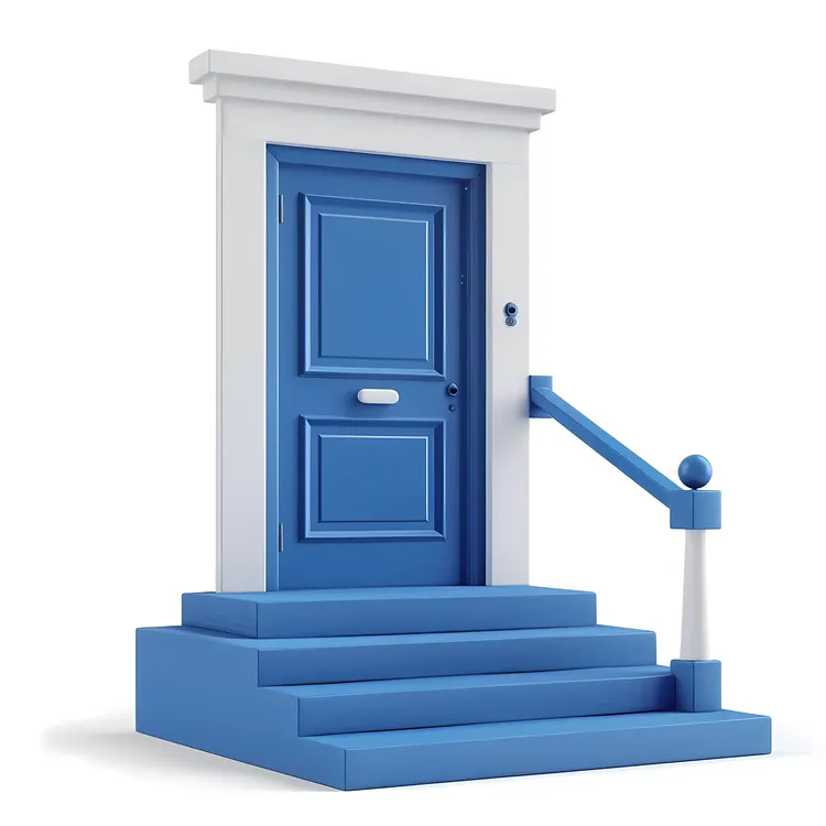 Blue Door with Steps Illustration