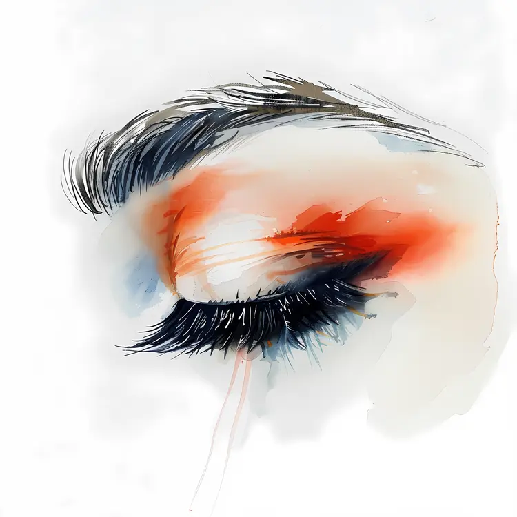 Watercolor Closed Eye with Makeup