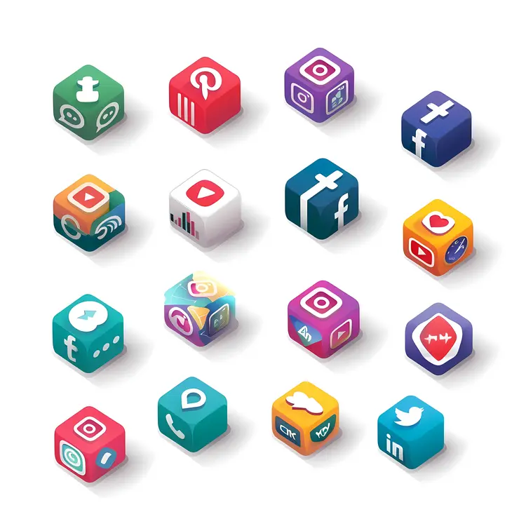 Colorful 3D Social Media Icons