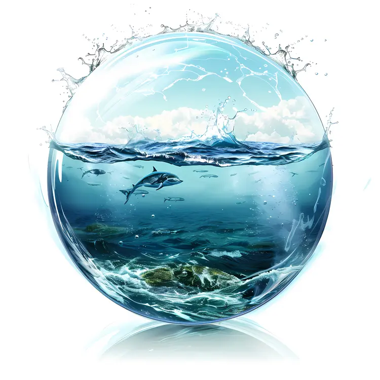 Ocean Sphere with Marine Life