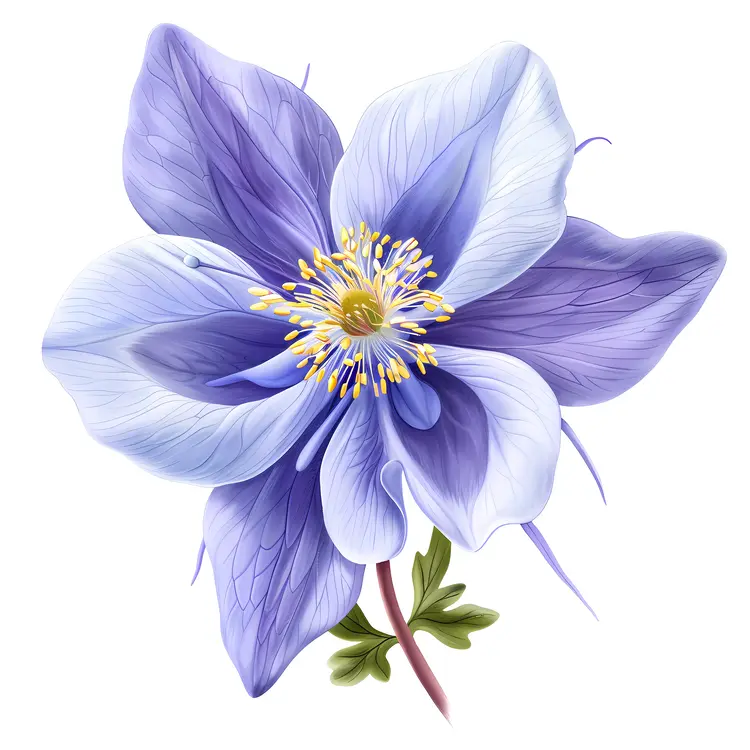 Single Purple Flower Botanical Illustration