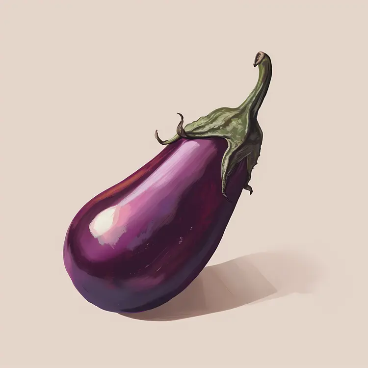 Purple Eggplant with Green Stem