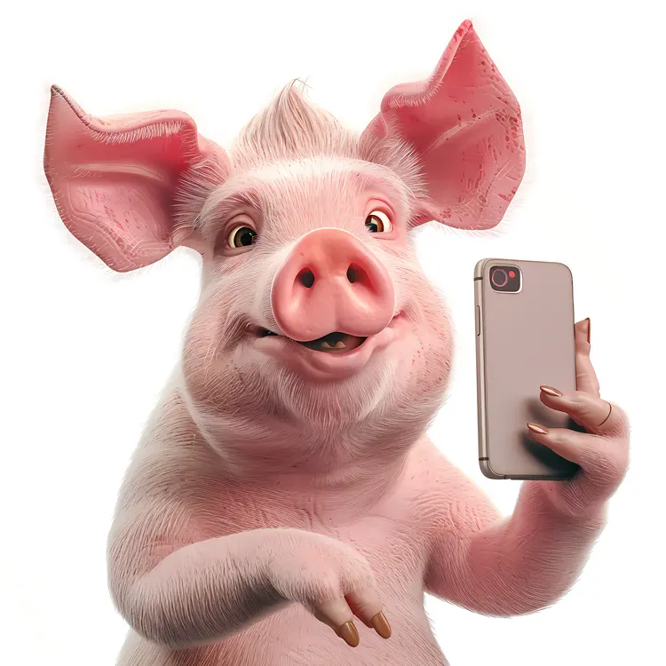 Cute Pig Taking a Selfie