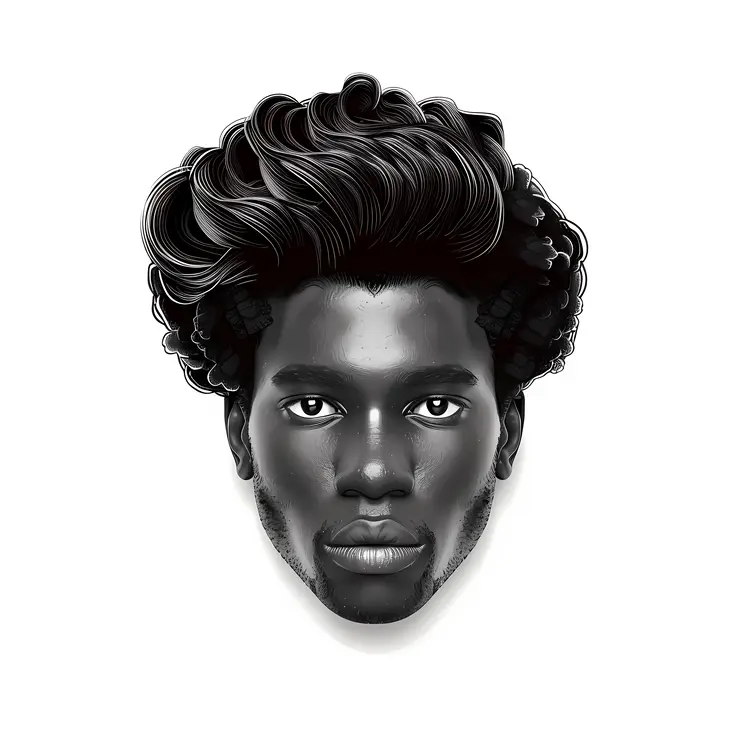 Portrait with Curly Black Hair