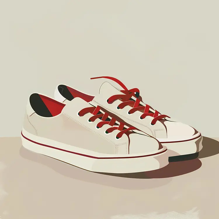 White Sneakers with Red Laces Illustration