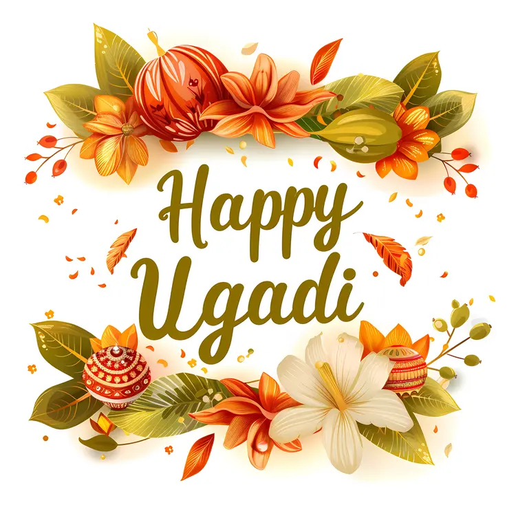 Floral Frame with Ornaments for Ugadi