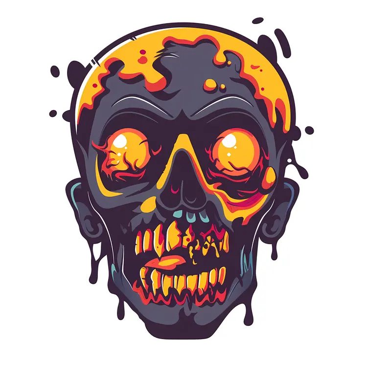 Melting Zombie Head Illustration