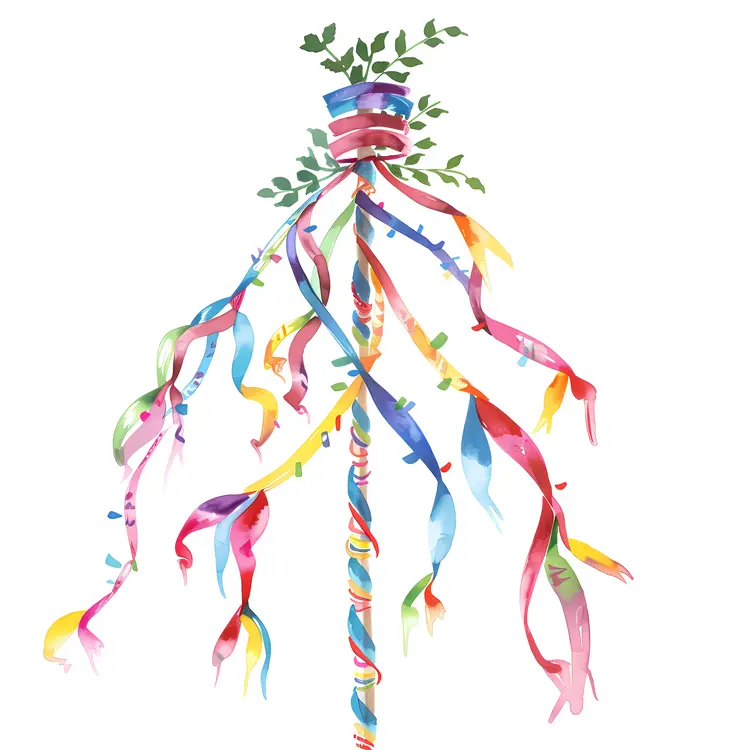Maypole with Ribbons and Greenery