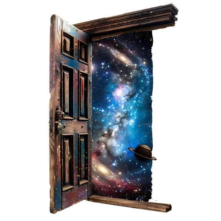 Wooden Door Opening to the Galaxy