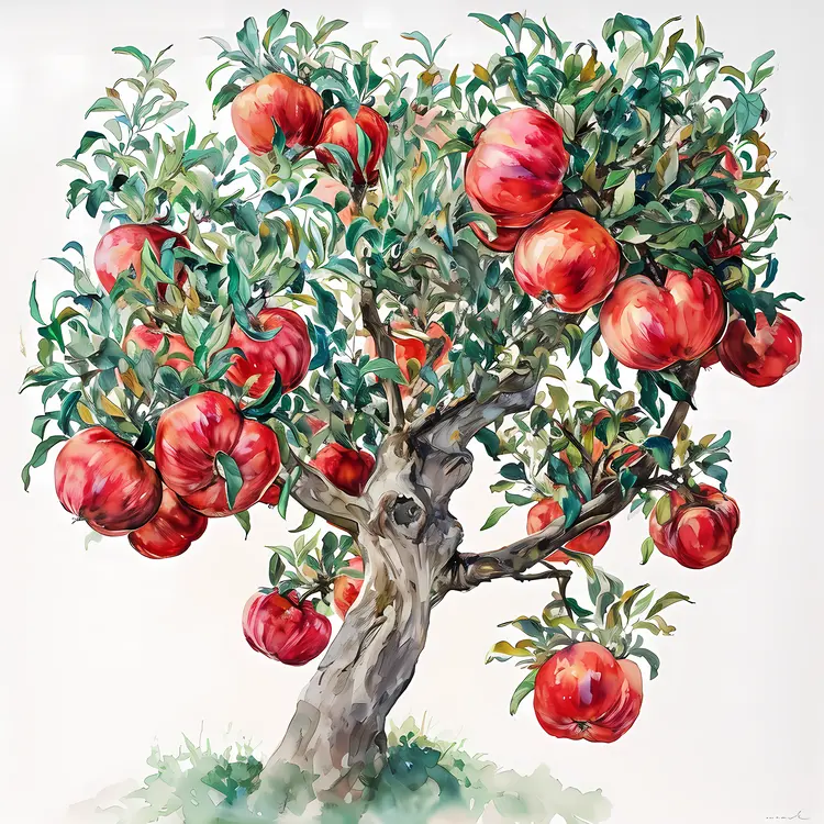 Apple Tree with Large Red Apples