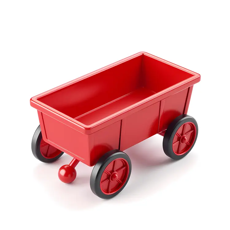 Red Wagon with Handle and Wheels