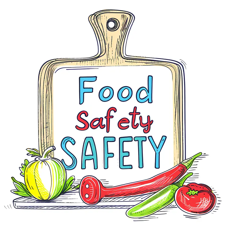 Food Safety Sign with Cutting Board Illustration