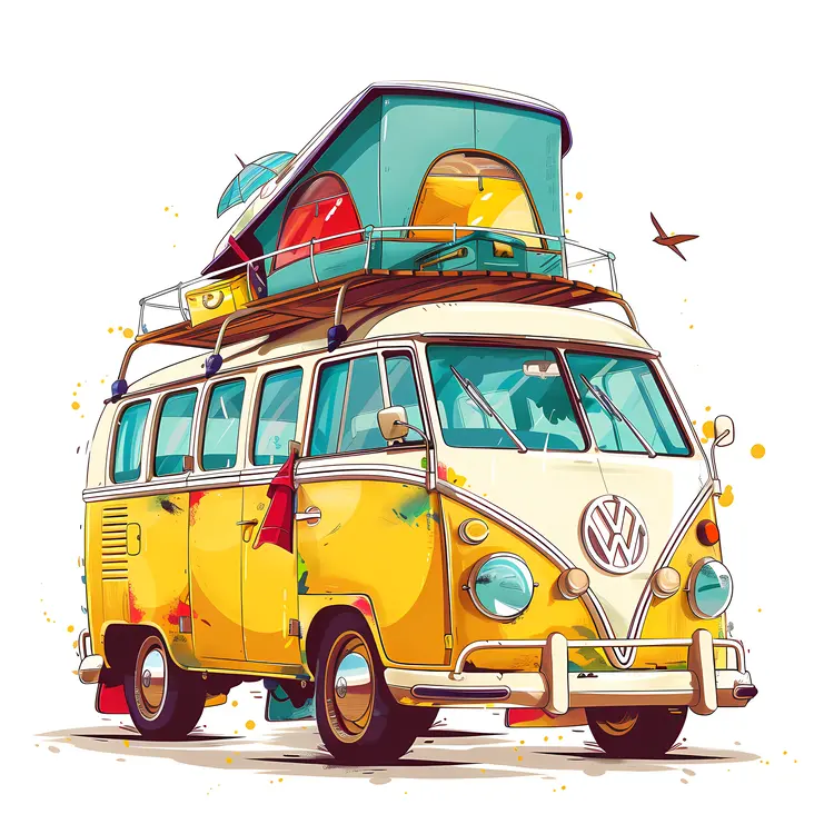 Yellow Van with Luggage
