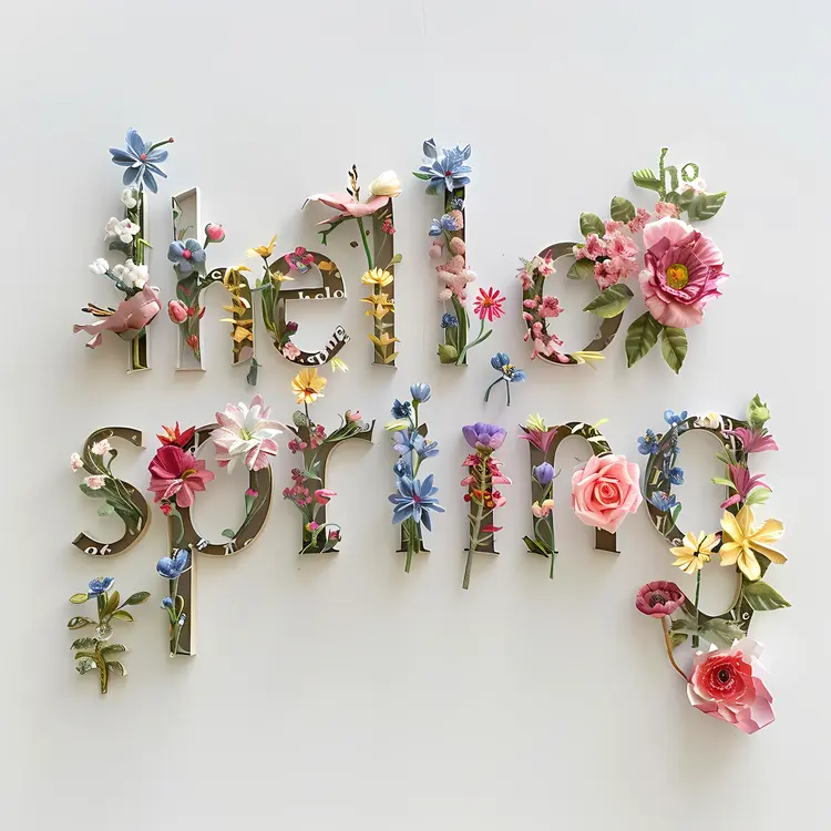 Floral Hello Spring Text