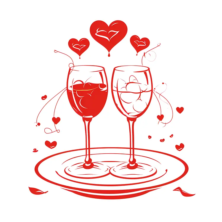 Wine Glasses with Hearts