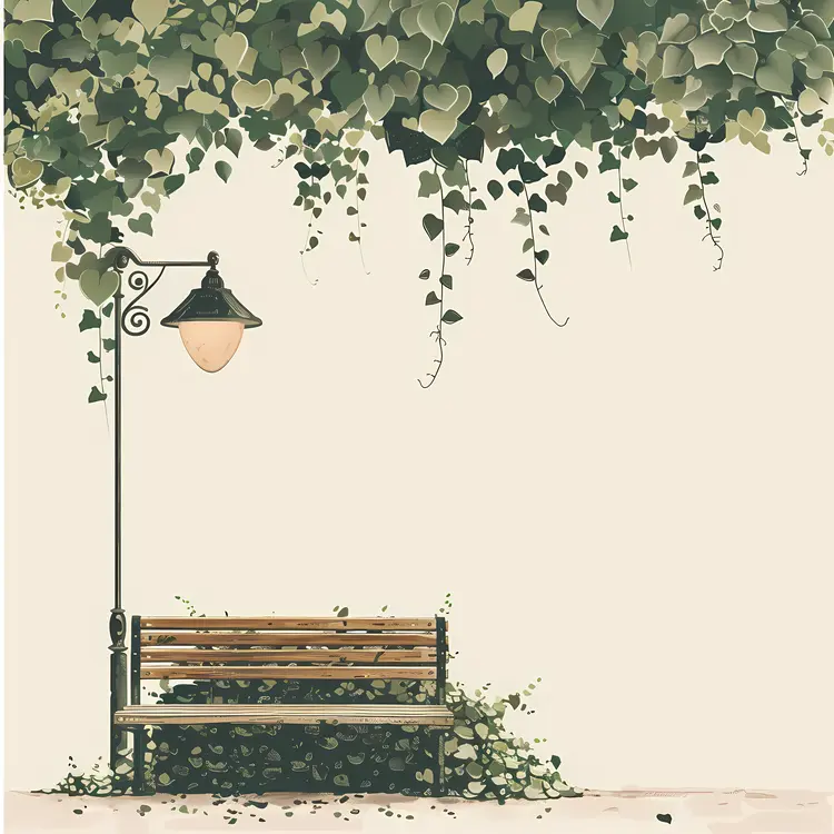 Bench with Lamp and Ivy